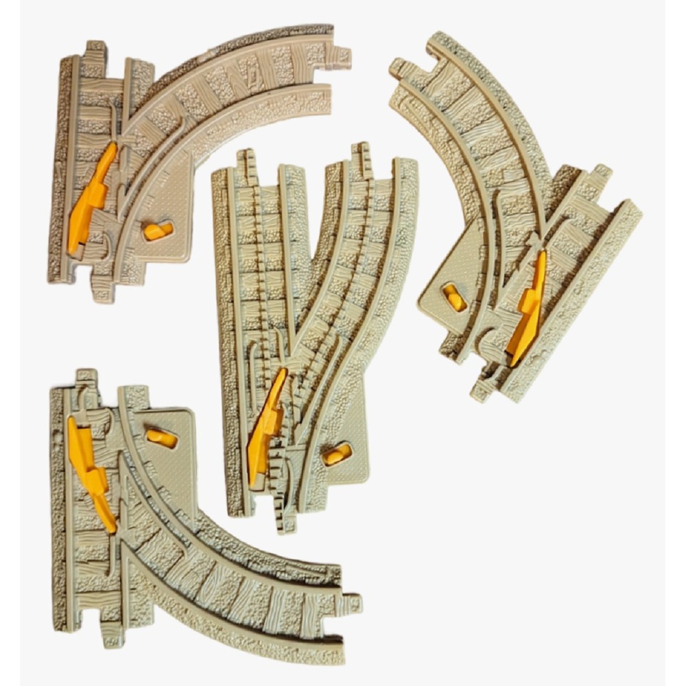 GeoTrax Switches For Train Track 4 Pieces Fisher Price Tan Track Plastic GUC